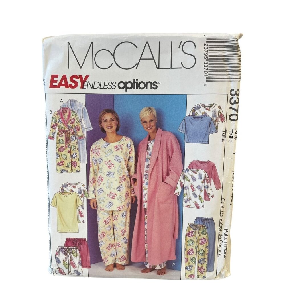 McCALL'S 3370 Robe Tunic Top Pants Shorts Size XS-Med Easy Sewing Pattern UNCUT